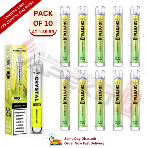 Lemon & Lime SKE Crystal 600 Puffs Prefilled Vape Device 10 Pack