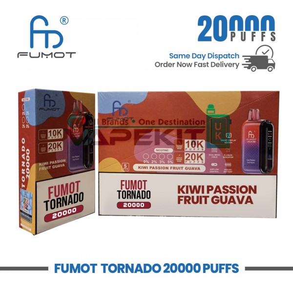 Kiwi Passion Fruit Guava Fumot Tornado 20,000 Puff Prefilled Device