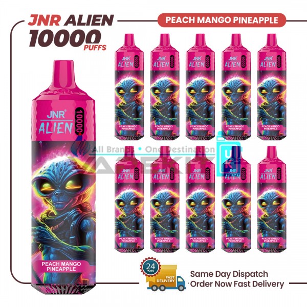 JNR Alien Peach Mango Pineapple 10000 Puffs Prefilled Vape