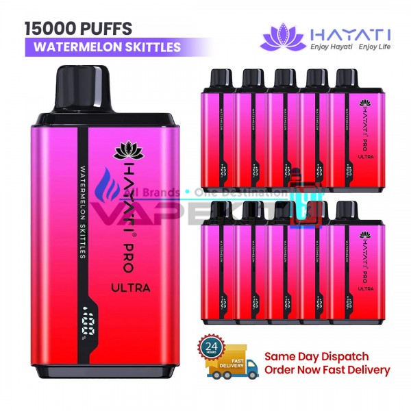 Hayati Pro Ultra 15k Puffs Watermelon Skittles Prefilled Vape