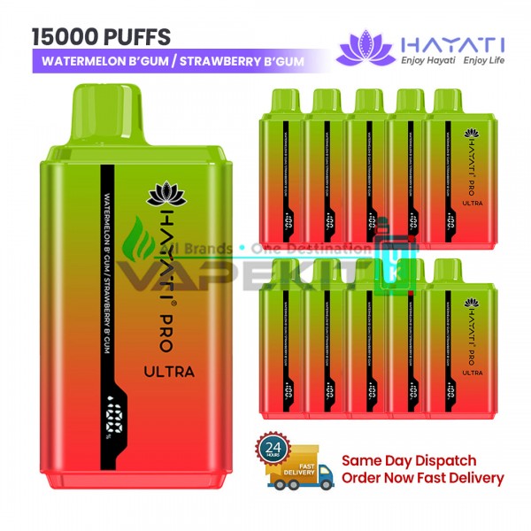 Hayati Pro Ultra 15k Puffs Watermelon Bubblegum/ Strawberry Bubblegum Vape