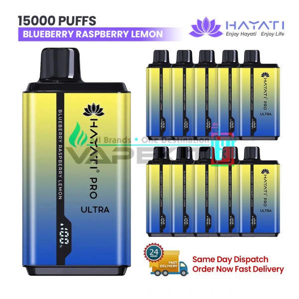 Hayati Pro Ultra 15k Puffs Blueberry Raspberry Lemon Prefilled Vape