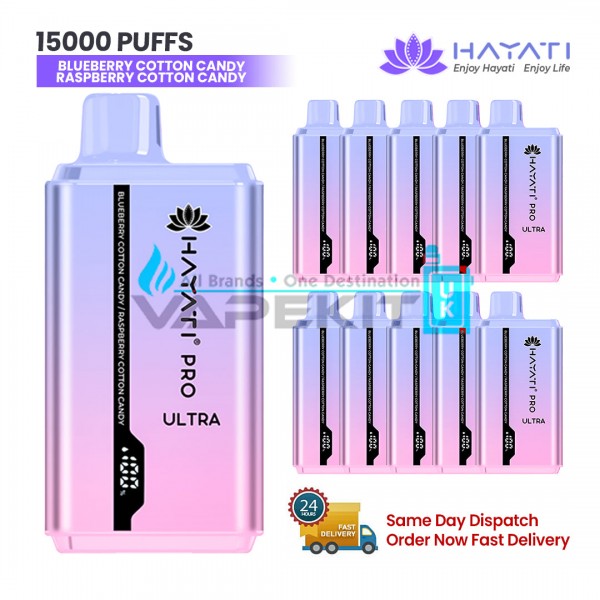 Hayati Pro Ultra 15k Blueberry Cotton Candy/ Raspberry Cotton Candy Vape
