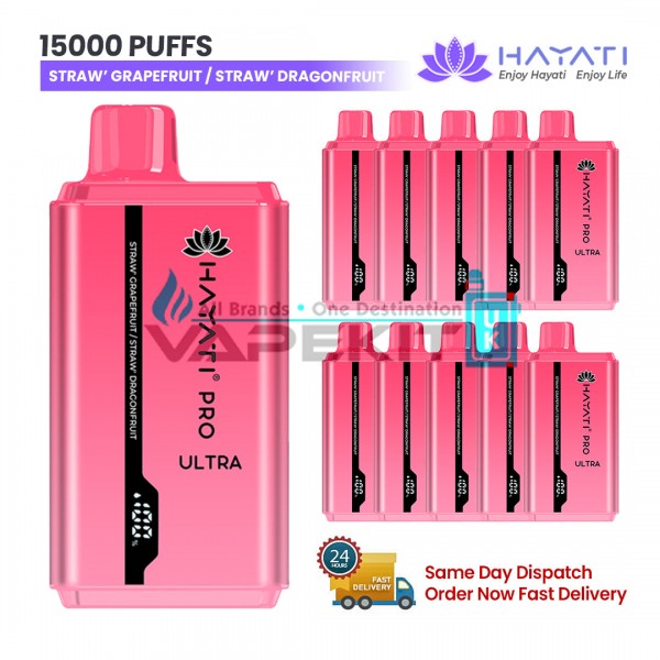 Hayati Pro Ultra 15000 Straw'Grape Fruit/ Straw'Dragon Fruit Prefilled Vape
