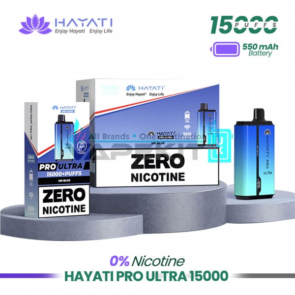 Hayati Pro Ultra 15000 Puffs Zero Nicotine Box of 10 Vapes