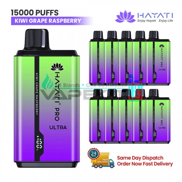 Hayati Pro Ultra 15000 Puffs Kiwi Grape Raspberry Prefilled Vape