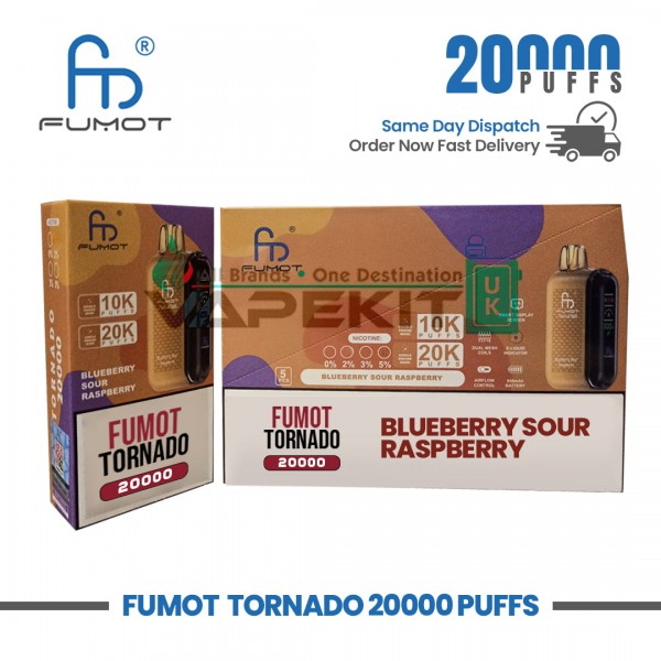 Fumot Tornado Blueberry Sour Raspberry 20K Puffs Prefilled Vape