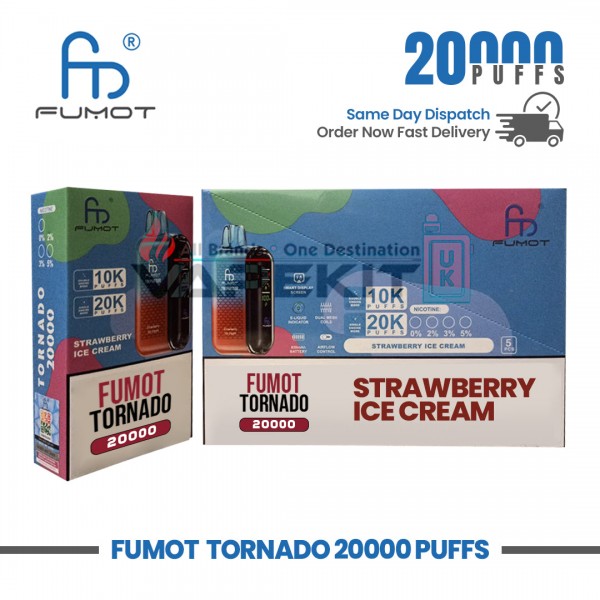 Fumot Tornado 20,000 Puff Prefilled Vape Strawberry Ice Cream