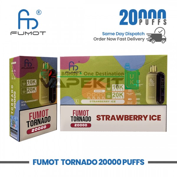 Fumot Tornado 20,000 Puff Prefilled Vape Strawberry Ice