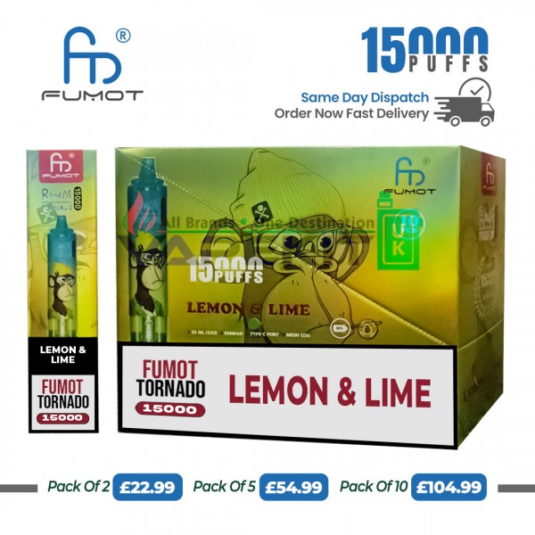 Fumot RandM 15000 Puffs Lemon & Lime Prefilled Vape