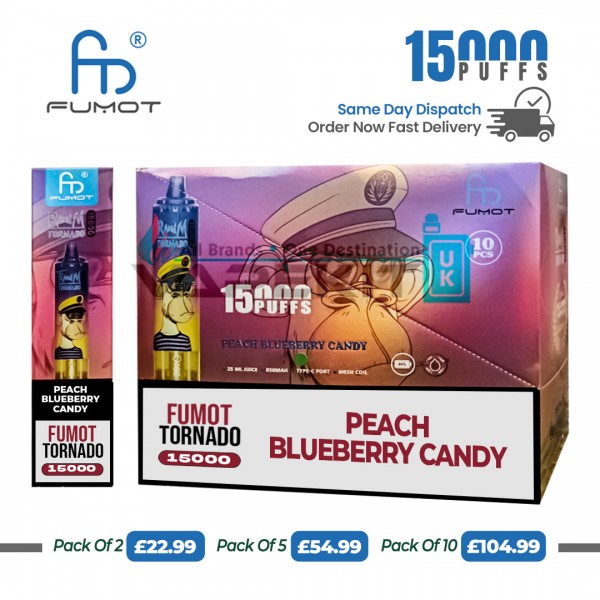 Fumot Digital 15k Puffs Peach Blueberry Candy Prefilled Vape