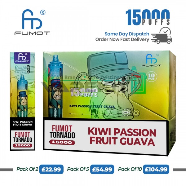 Fumot Digital 15k Puffs Kiwi Passion Fruit Guava Prefilled Vape
