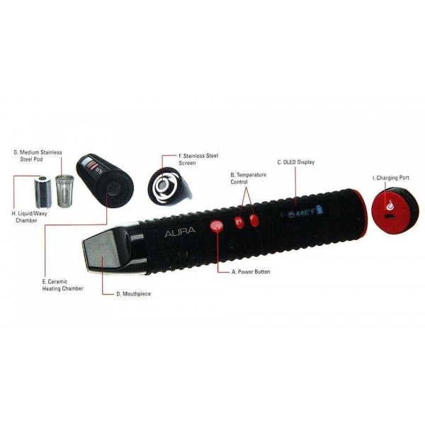 Flowermate Aura 3-in-1 Vaporizer Black Dry Herb Oil & Wax