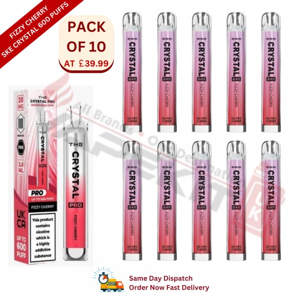 Fizzy Cherry SKE Crystal 600 Puffs Prefilled Vape Device 10 Pack