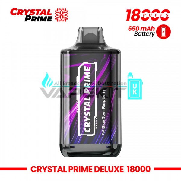 Deluxe Crystal Prime 18k Puffs Blue Sour Raspberry Prefilled Vape