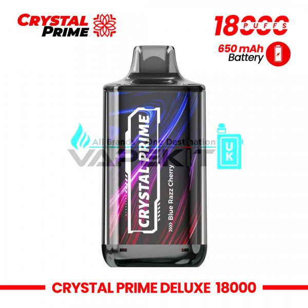 Deluxe Crystal Prime 18k Puffs Blue Razz Cherry Prefilled Vape