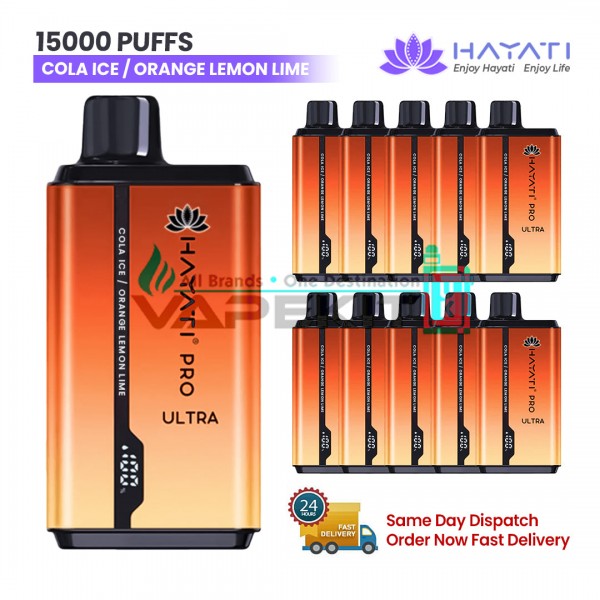 Cola Ice/Orange Lemon Lime Hayati Pro Ultra 15000 Puffs Prefilled Vape