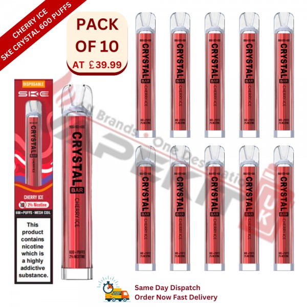 Cherry Ice SKE Crystal 600 Puffs Prefilled Vape Device 10 Pack