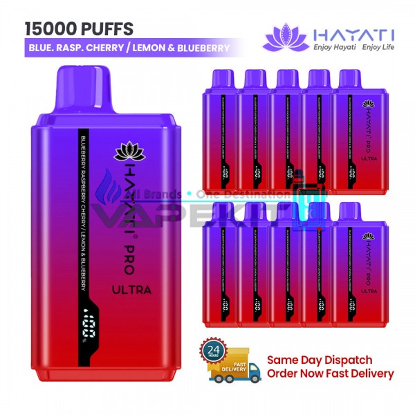 Blueberry Raspberry Cherry/Lemon Blueberry Hayati Pro Ultra 15000 Puffs Prefilled Vape