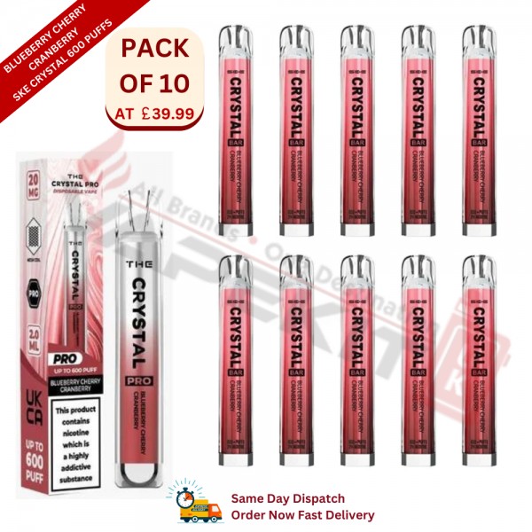 Blueberry Cherry Cranberry SKE Crystal 600 Puffs Prefilled Vape Device 10 Pack