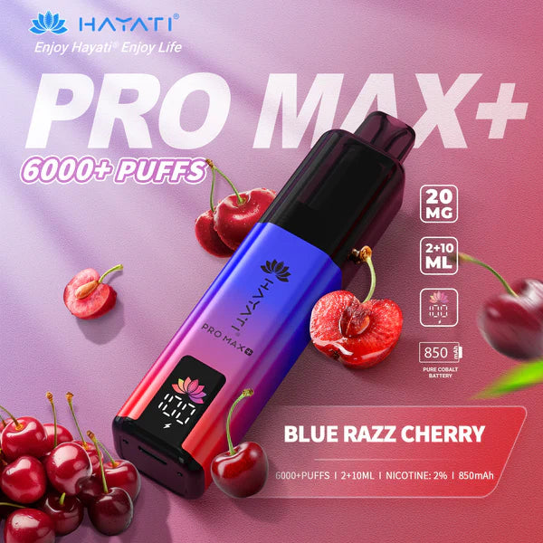 Blue Razz Cherry Hayati Pro Max Plus 6000 Puffs:  Just