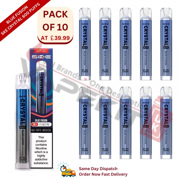 Blue Fusion SKE Crystal 600 Puffs Prefilled Vape Device 10 Pack