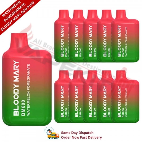 Watermelon Pomegranate Bloody Mary 600 Puff Box of 10