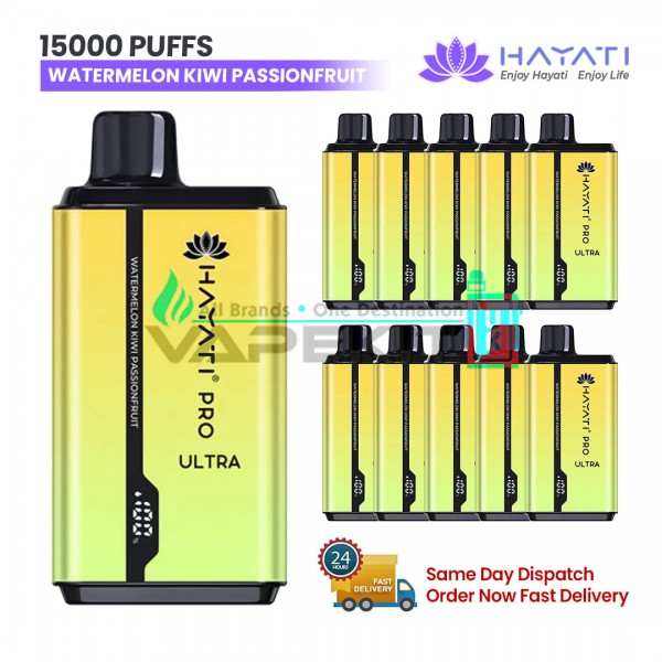 Watermelon Kiwi Passion Fruit Hayati Pro Ultra 15000 Puffs Prefilled Vape