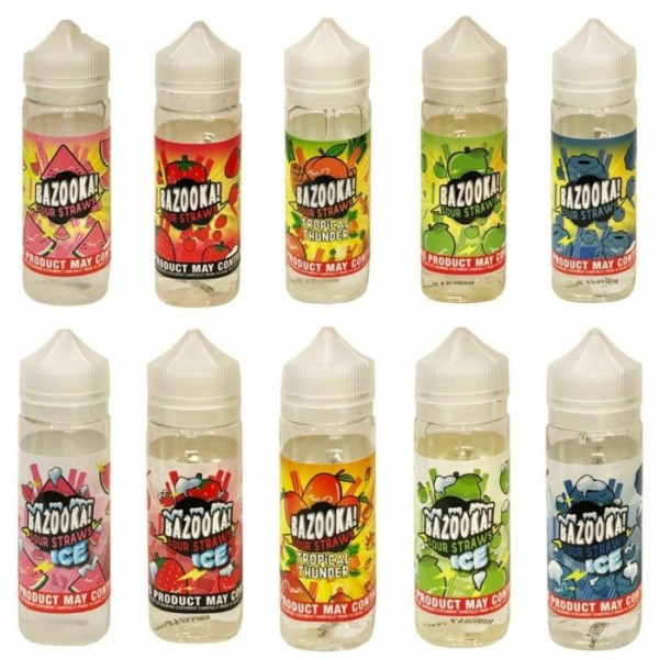 Bazooka e Liquid Sour Straws 100ml Vape Juice 0 Mg 3 Mg 6 Mg Made in USA