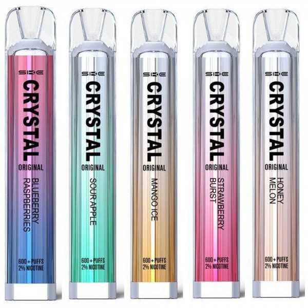 Watermelon Strawberry Bubblegum SKE Crystal 600 Puffs Prefilled Vape Device 10 Pack